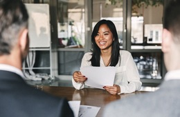 woman with beautiful smile at work