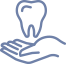 Animated hand holding tooth icon