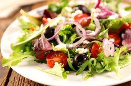 Close up of a plate of salad
