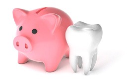 Illustration of piggy bank and tooth