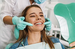Woman smiling at the dentist