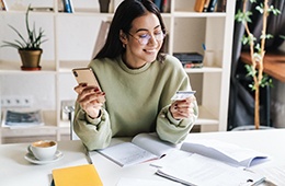 Woman using a credit card
