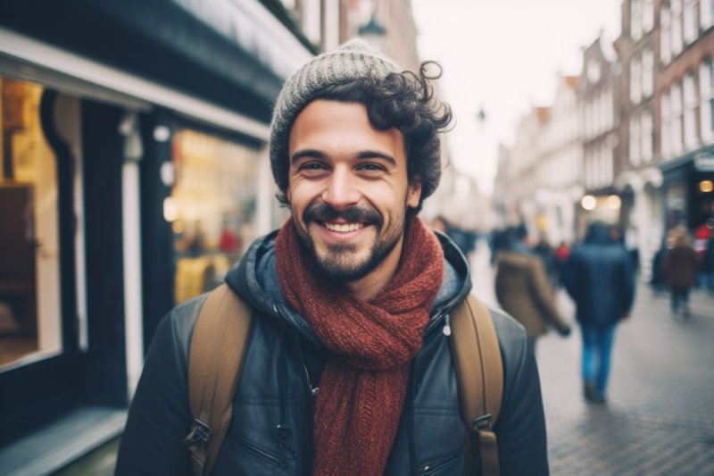 Man smiling outside